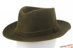 Vintage druppelvormige gleufhoed Borsalino groen haarvilt 55, Ophalen of Verzenden, Heren, Borsalino