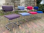 Gispen vintage sledestoelen 4X, Huis en Inrichting, Stoelen, Ophalen, Gebruikt, Rood, Vier