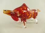 Murano Stijl Glazen Stier - Rood & Geel - 34cm, Ophalen of Verzenden