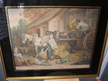 Mezzotint James Ward Preparing for the market+Poultry market beschikbaar voor biedingen