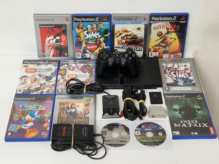 Playstation 2 + 12 Spellen + Controller en Extra's, Spelcomputers en Games, Spelcomputers | Sony PlayStation 2, Gebruikt, Slim