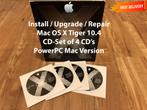 Installeer Mac OS X Tiger 10.4 via CD, 4 CD's, PowerPC G4 G5, Computers en Software, Besturingssoftware, Ophalen of Verzenden