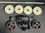 Complete halterset met stang, schijven en accessoires, Sport en Fitness, Ophalen, Nieuw, Halterset