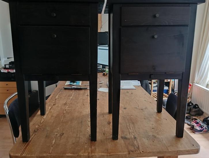 Set van 2 nachtkastjes, IKEA, zwart, hout., Huis en Inrichting, Slaapkamer | Nachtkastjes, Zo goed als nieuw, 70 cm of meer, Minder dan 45 cm