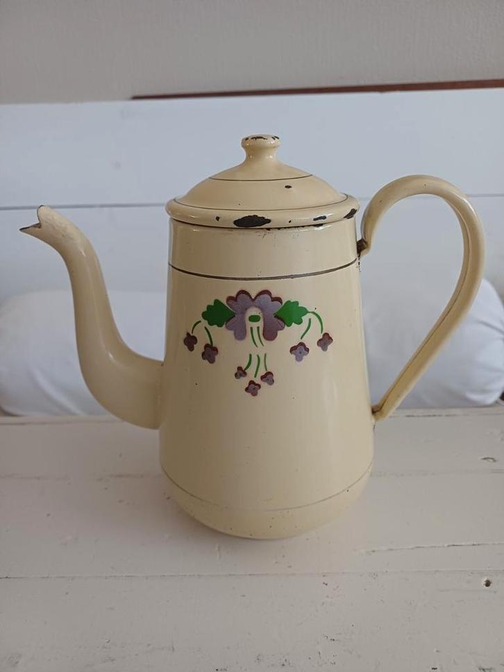 Frans emaille koffie potje, Antiek en Kunst, Curiosa en Brocante, Ophalen of Verzenden