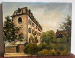 Zicht op een groot huis met tuin, Antiek en Kunst, Kunst | Schilderijen | Klassiek, Ophalen of Verzenden