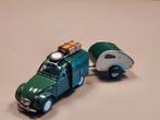 Citroën 2cv AZU vakantie eend met caravan 1:43 Norev/ Schuco, Ophalen of Verzenden, Auto, Norev