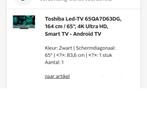 Toshiba led-tv 65 inch, nieuw, Audio, Tv en Foto, Televisies, Ophalen, Toshiba, Nieuw, 100 cm of meer