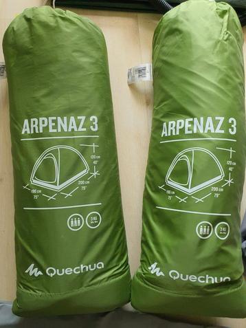 2x QUESHUA tent, 2x vloerzeil, 4x luchtbed en pomp beschikbaar voor biedingen