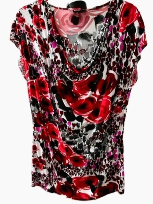 Expresso prachtige lange luxe top in rood en roze tinten XXL, Kleding | Dames, Tops, Zo goed als nieuw, Maat 42/44 (L), Rood, Zonder mouw