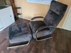 Relax fauteuil stoel met Hocker., Huis en Inrichting, Fauteuils, Ophalen, Zo goed als nieuw, Metaal, Modern