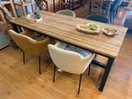 Eettafel Teak Rustic 203 x 91 cm + staal is LEUK AFGEPRIJSD, Huis en Inrichting, Tafels | Eettafels, Ophalen, Teakhout, 50 tot 100 cm