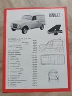 Renault 4 bestelwagen specificaties sheet, Boeken, Auto's | Folders en Tijdschriften, Ophalen of Verzenden, Zo goed als nieuw