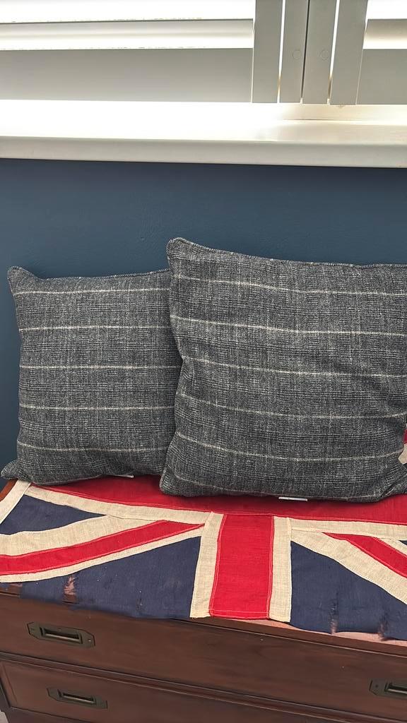 2 kussens Rivièra maison, Huis en Inrichting, Woonaccessoires | Kussens, Zo goed als nieuw, Blauw, Vierkant, Ophalen of Verzenden