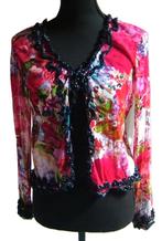 ELVIRA Casuals vestje rozenprint kant en kraaltjes maat 42