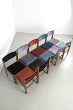 in Velvet Refurbished vintage Deense eetkamerstoelen SALE, Ophalen, Hout, Overige kleuren, Eén