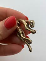 V133 Prachtige zilveren panter hanger goudkleurig, Ophalen of Verzenden, X, Goud, Dier