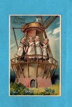 Mooie oude nieuwjaarskaart M410 - Holl.kinderen op molen, Verzenden, Voor 1920, Gelopen, Kinderen