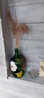 Handbeschilderde vaas ( groen vaas ), Huis en Inrichting, Woonaccessoires | Vazen, Ophalen, Gebruikt, Glas, Minder dan 50 cm