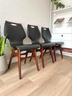 Vintage eetkamerstoelen 3 stoelen midcentury jaren60, Huis en Inrichting, Stoelen, Ophalen, Gebruikt, Zwart