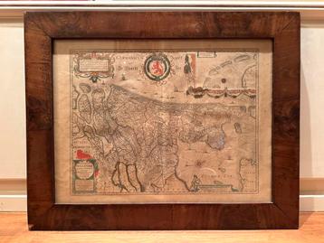 Antieke ingelijste landkaart kaart atlas Hondius 1629 / 1633 beschikbaar voor biedingen