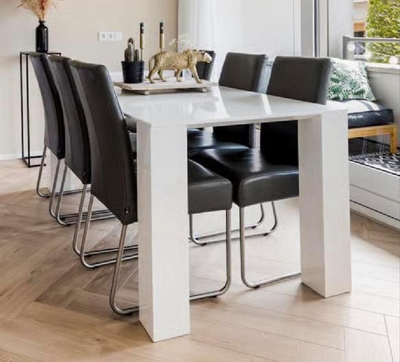 Moderne hoogglans witte eettafel 180x90, Huis en Inrichting, Tafels | Eettafels, Gebruikt, 50 tot 100 cm, 150 tot 200 cm, Vijf personen of meer