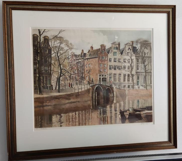 Kleurenets Roodenburg Amsterdam. Zeldzame kleuren ets !!, Antiek en Kunst, Kunst | Etsen en Gravures, Ophalen of Verzenden