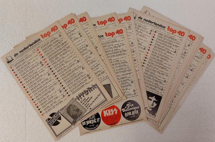 Top 40 velletjes Radio Veronica 1976 - 15 stuks, Verzamelen, Muziek, Artiesten en Beroemdheden, Gebruikt, Boek, Tijdschrift of Artikel