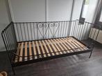 Stalen bedbank IKEA zwart 90-2.00 in nieuwstaat, Ophalen, 90 cm, Eenpersoons, Zwart