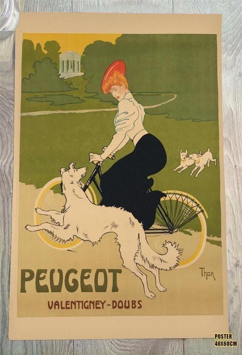 Cycles Peugot | Art Nouveau Vintage Fiets Poster Affiche, Verzamelen, Posters, Nieuw, Rechthoekig Staand, Verzenden