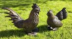HAAN EN HEN / Tuinbeeld / Setprijs / Brons/ Kippen, Dierenbeeld, Nieuw, Info@huisentuindecoratiemarie.nl, Huis en tuin decoratie marie