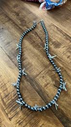 Mooie aparte ketting met strikjes, Ophalen of Verzenden, Zo goed als nieuw, Grijs, Overige materialen