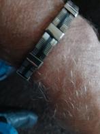 Stijlvolle Zilverkleurige Armband met Zwarte Accenten, Ophalen of Verzenden, Zo goed als nieuw, Zwart, Staal