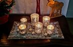Mooie glazen schaal met 7 windlichtjes en glassnippers , Schaal, Ophalen of Verzenden, Rechthoekig, Glas