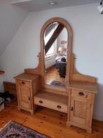 Antieke kaptafel met spiegel, Ophalen, Gebruikt, 70 tot 120 cm, Glas