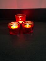 Rode kaarsenhouders 3 stuks, Huis en Inrichting, Woonaccessoires | Kandelaars en Kaarsen, Overige materialen, Ophalen of Verzenden
