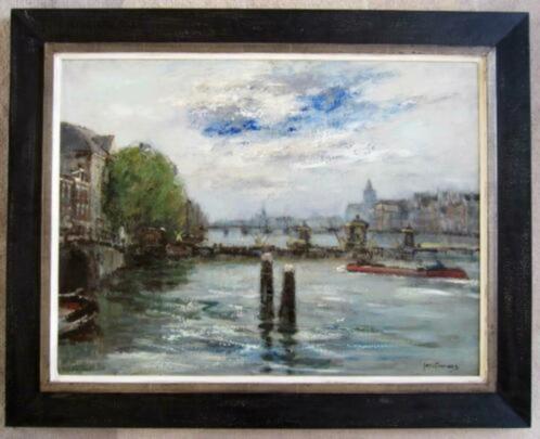 ==op de AMSTEL in Amsterdam==Jan Korthals 1916-1972==, Antiek en Kunst, Kunst | Schilderijen | Klassiek, Ophalen of Verzenden