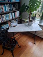 Franse marmeren bistro tafel.  ( 100x50x70cm), Ophalen of Verzenden, Rond, Overige materialen