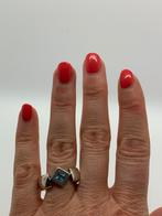 V173 Prachtige zilveren ring aquamarijn maat 20, Sieraden, Tassen en Uiterlijk, Ringen, Ophalen of Verzenden, X, Met edelsteen