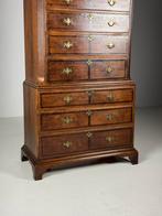 Ladekast Tallboy 19e eeuw eiken, Ophalen, Gebruikt, Eikenhout, 50 tot 100 cm