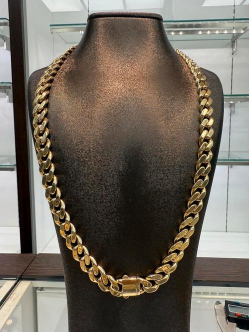 Prachtige 14 karaats gouden cuban ketting !, Sieraden, Tassen en Uiterlijk, Kettingen, Nieuw, Goud, Ophalen of Verzenden