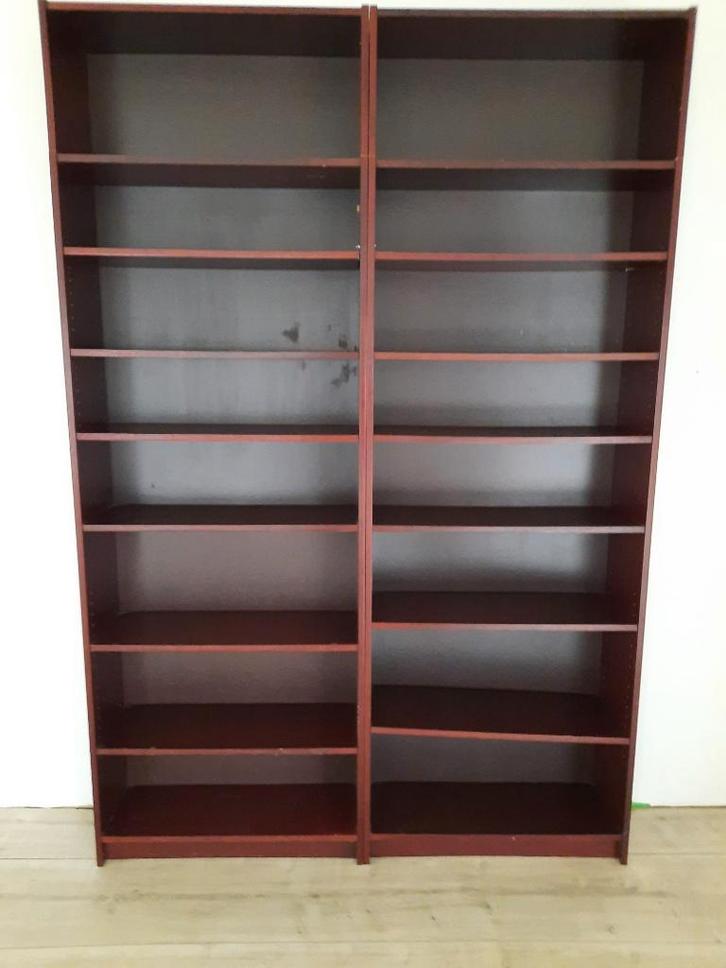 2 boekenkasten, Huis en Inrichting, Kasten | Boekenkasten, Gebruikt, 50 tot 100 cm, 200 cm of meer, 25 tot 50 cm, Met plank(en)
