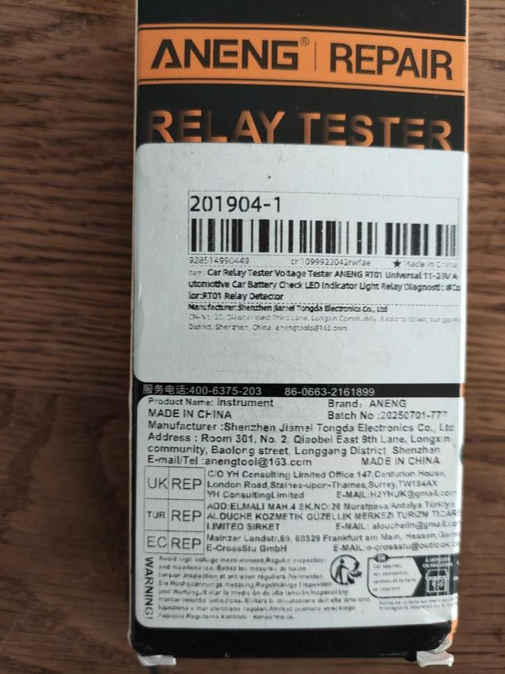 ANENG RT01 Relais Tester - Nieuwstaat, Auto diversen, Autogereedschap, Zo goed als nieuw, Verzenden