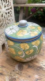Leuk gebloemd vintage potje met deksel, aardewerk, Ophalen of Verzenden