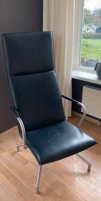 2 x Fauteuil Arco Lay Down zwart leer + 1 x hocker, Huis en Inrichting, Ophalen, Gebruikt, Minder dan 75 cm, Leer