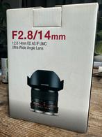 Samyang F2.8/14mm wide angle met canon vatting, Ophalen of Verzenden, Zo goed als nieuw, Groothoek Fisheye-lens