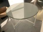 Ikea Vittsjo Salontafel wit onderstel glazen blad- 75cm, Ophalen, Gebruikt, Rond, 50 tot 100 cm