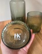 HK Living Groene Vazen/Kaarsenhouders Set, Huis en Inrichting, Woonaccessoires | Vazen, Ophalen, Minder dan 50 cm, Groen, Glas