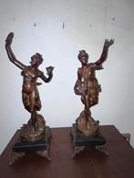 Vintage pair of Spelter Figurines Melody and Symphony |, Antiek en Kunst, Ophalen of Verzenden