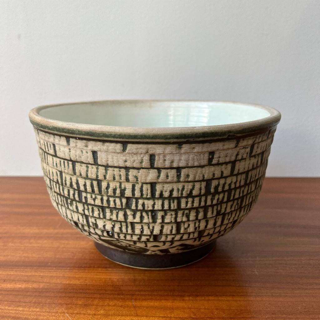 Aardewerk bloempot door Hekla jaren 50 60 vintage, Bloempot, Gebruikt, No 3, Rond